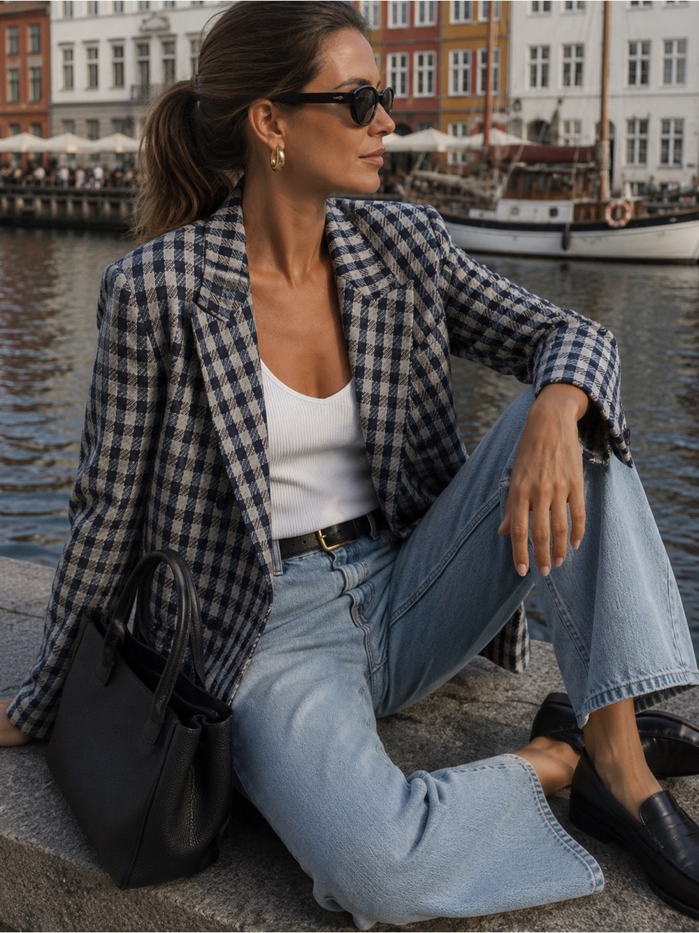 Vintage Pure Wool Plaid Double-Breasted Blazer | 16